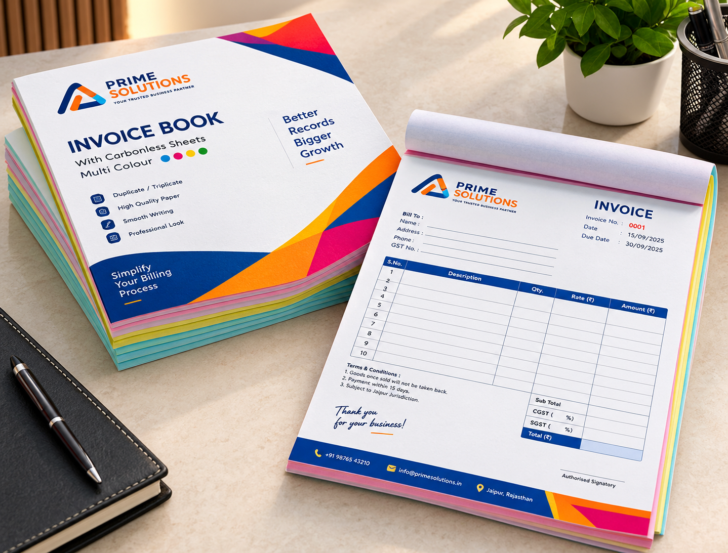 Multicolour Invoice Books